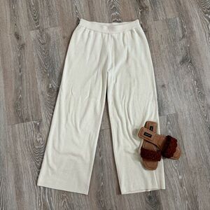 Cream Wide-Leg Lounge Pants